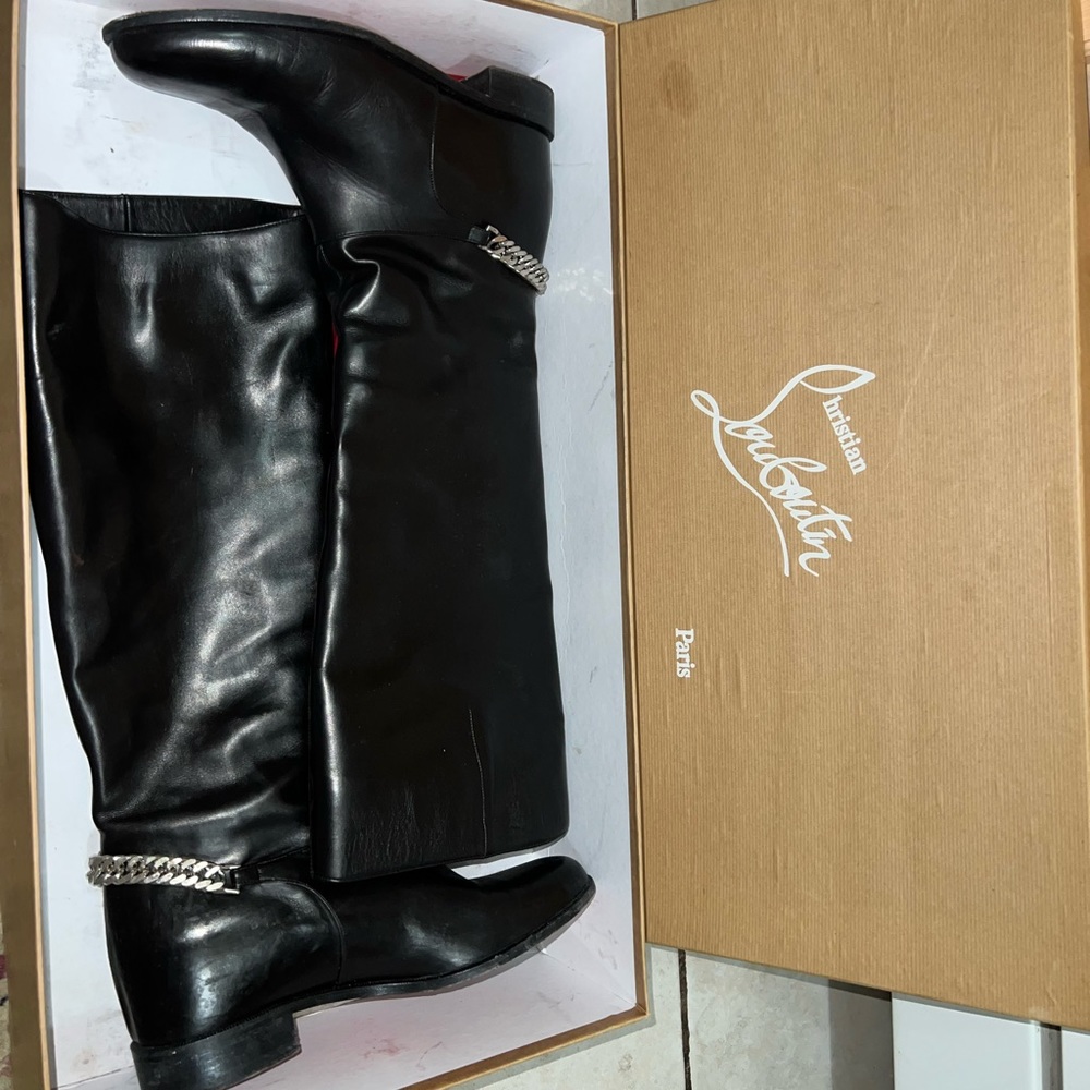 Christian Louboutin Leather Chain Boot 41